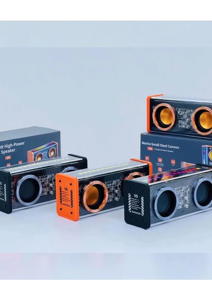 Şeffaf Mecha Müzik Tws Stereo Rgb Işıklı Hoparlör Kablosuz Bluetooth 5.0 Taşınabilir Hoparlör V9 - Lisinya modelleri