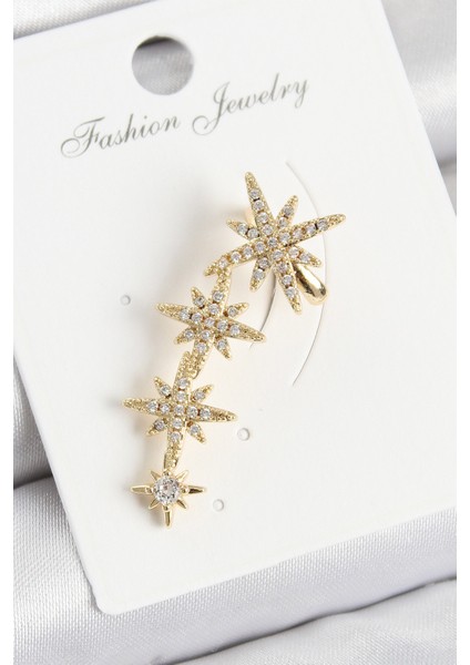 Pirinç Kutup Yıldızı Model Gold Renk Sağ Kıkırdak Küpe - Lisinya