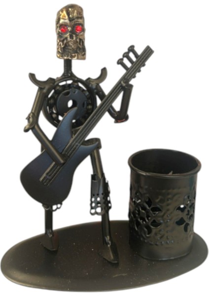 Kuru Kafa Metal Kalemlik ve Gitar Figürü – Masaüstü Organizatör (14X16 Cm) fiyatları