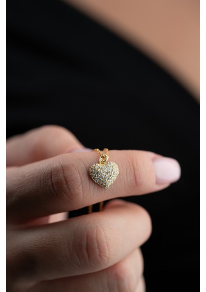 925 Ayar Gümüş Işıklı Kutuda Gold Kaplama Zirkon Taşlı Kalp Model Aşk Kolye fırsatları