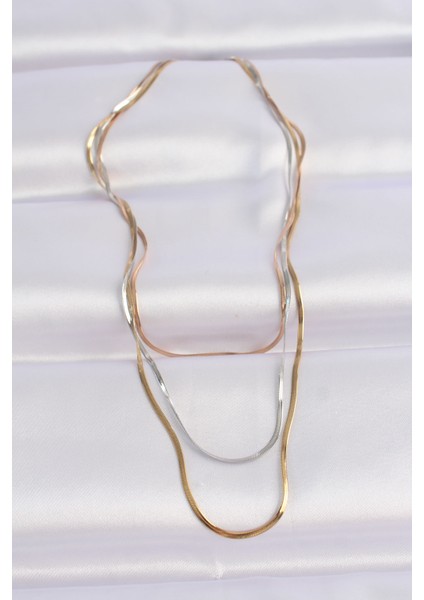 316L Çelik 3 Renkli Italyan Zincir Çoklu Kolye - Lisinya fiyatları