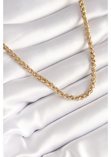 316L Çelik Gold Renk Burgu Zincir Model Kadın Kolye - Lisinya