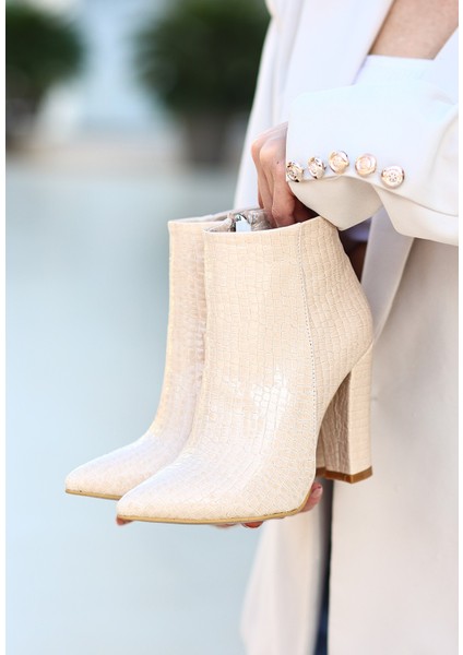 Loora Ten Rugan Desenli Topuklu Bot - Lisinya modelleri