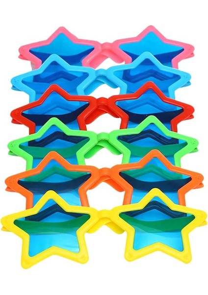 Büyük Yıldız Parti Gözlüğü Karışık 12 Adet - Lisinya