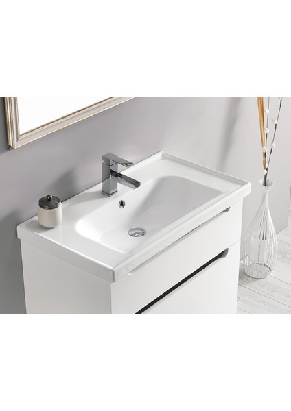Cerastyle Turkuaz Seramik Frame Etajerli Lavabo 100 x 45 cm modelleri