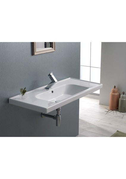 Cerastyle Turkuaz Seramik Frame Etajerli Lavabo 100 x 45 cm fırsatları