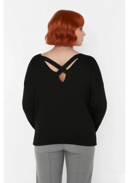 Büyük Beden Kadın Akrilik Triko Kazak Rahat Kalıp Düşük Kol Bisiklet Yaka Kış Mevsimi Için Ideal fiyatları