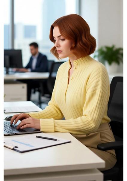 Kadın Fitilli Dokuma Triko Kazak Relaxed Kalıp Dik Yaka Düğmeli Detay Kış Konforu Şıklığı Kaliteli fırsatları