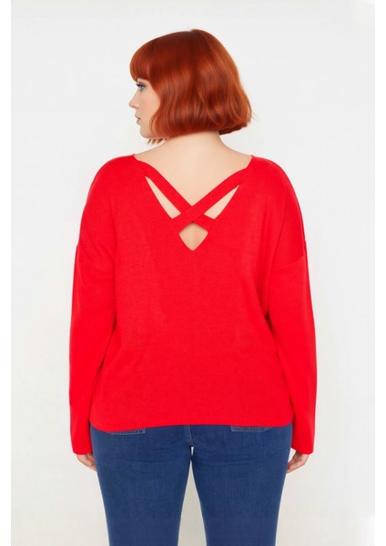 Büyük Beden Kadın Akrilik Triko Kazak Rahat Kalıp Düşük Kol Bisiklet Yaka Kış Mevsimi Için Ideal fiyatları