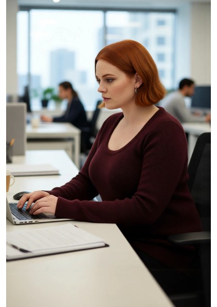 Kadın Mürdüm Casual Akrilik Triko Kazak Havuz Yaka Fitted Kesim Kışlık Günlük Şıklık Kaliteli fırsatları