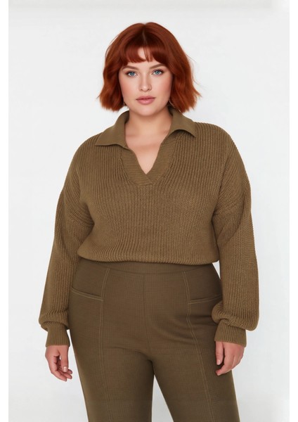 Kadın Düşük Kol Polo Yaka Selanik Örgü Kalın Akrilik Triko Kazak Kış Için Basic Şıklık Kaliteli