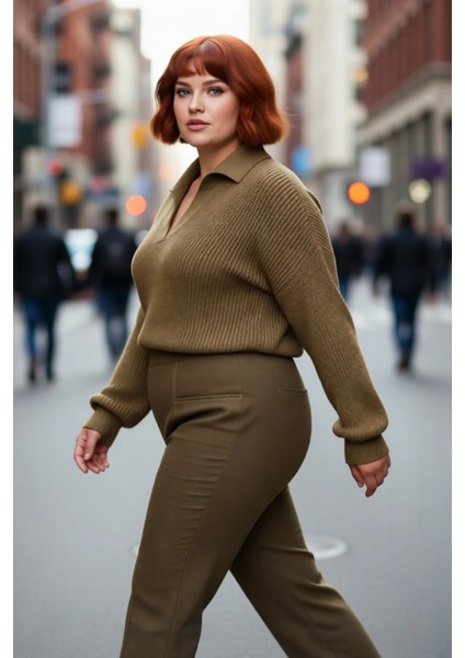 Kadın Düşük Kol Polo Yaka Selanik Örgü Kalın Akrilik Triko Kazak Kış Için Basic Şıklık Kaliteli modelleri