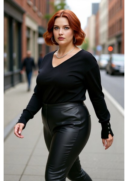 Kadın Düz Desen Regular Kalıp Triko V Yaka Kazak Uzun Kollu ve Şık Düğme Detayları Ile Kaliteli modelleri