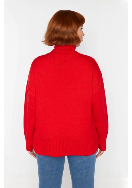 Kadın Düz Desen Akrilik Triko Kazak Relaxed Kalıp Dik Yaka Düşük Kol Kış Için Konforlu Stil fiyatları