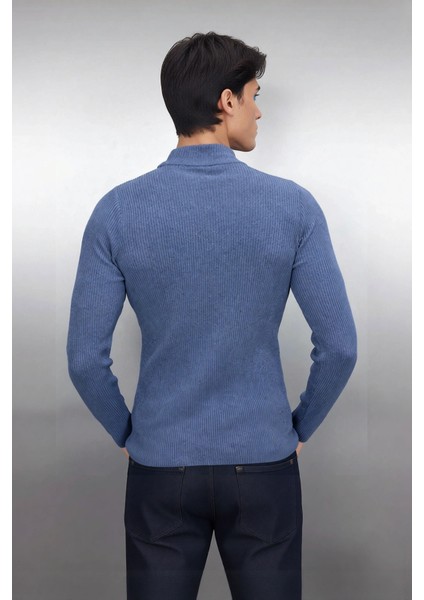 Erkek Dik Yaka Uzun Kol Fitilli Dar Kalıp Triko Kazak Kış Sezonu Için Modern ve Konforlu Stil fiyatları