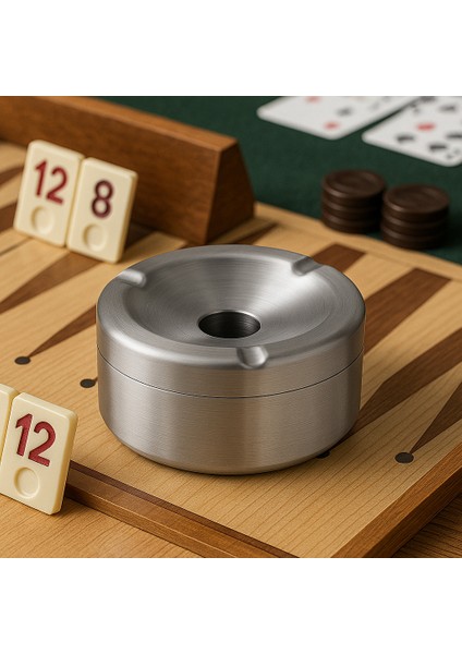 Paslanmaz Çelik Masa,cafe,restoran Küllüğü – Kokusuz, Kapaklı, Minimalist ve Sağlam (9x7 Cm)