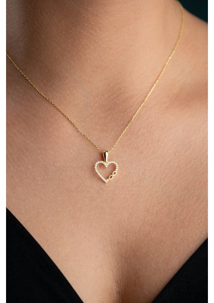 925 Ayar Gümüş Gold Kaplama Kalp Sonsuzluk Model Kolye modelleri