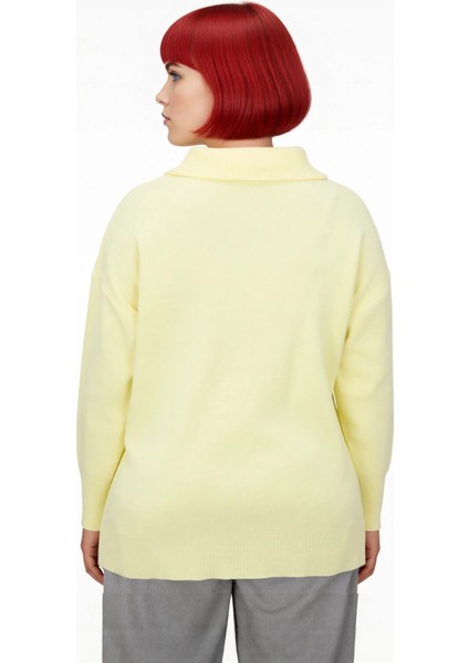 Kadın Rahat Kesim Kırmızı Devrik Yaka Fermuarlı Triko Kazak Düz Desenli Akrilik Kışlık Şıklık fiyatları