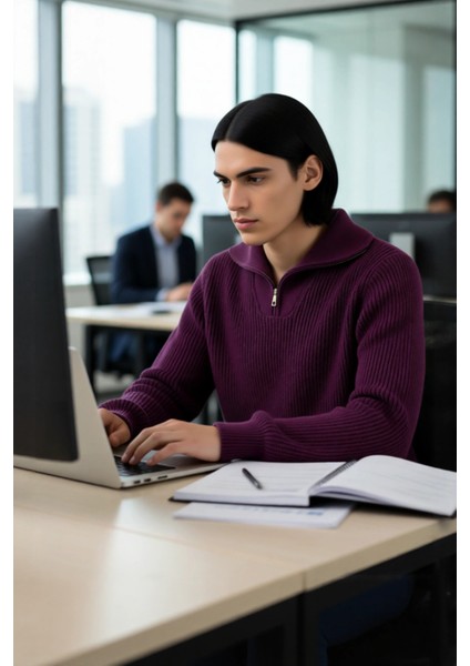 Erkeklerin Soğuk Havalarda Tercihi Regular Kalın Fermuarlı Dik Yaka Selanik Triko Kazak Modeli fırsatları