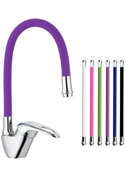 Mix Kuğu Mutfak Evye Bataryası Renkli Oynar Başlıklı Mor ( Lisinya )