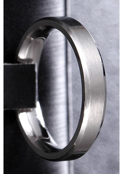 4 mm Köşeli Mat Düz Model Unisex Erkek Kadın Çelik Alyans Yüzük CL40