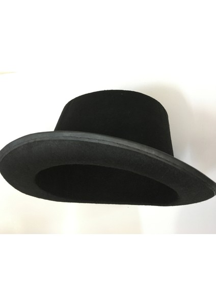 Yetişkinler Için Siyah Renk Ringmaster Sihirbaz Şapkası Fötr Şapka 15 cm - Lisinya indirimleri