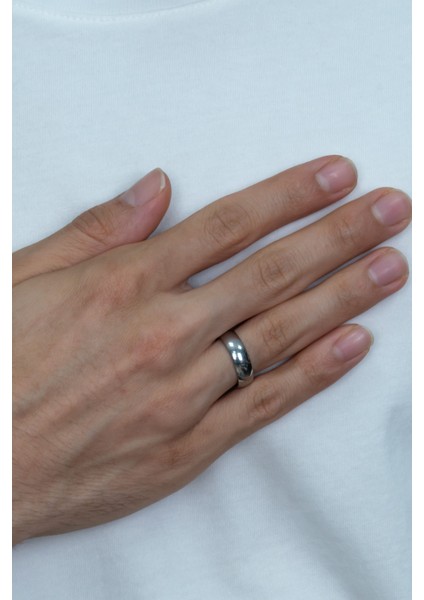 6 mm Bombeli Söz Nişan Unisex Çelik Alyans Yüzük tca