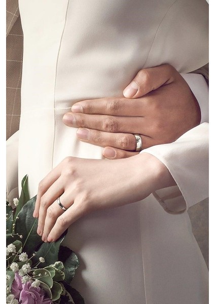 6 mm Bombeli Söz Nişan Unisex Çelik Alyans Yüzük tca