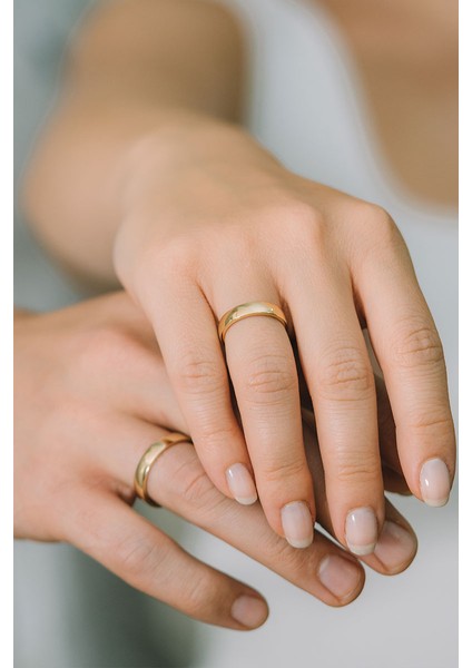 6 mm Bombeli Söz Nişan Unisex Çelik Alyans Yüzük tca