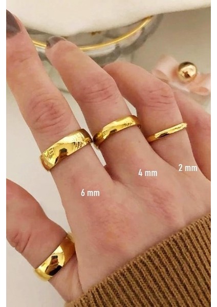 6 mm Bombeli Söz Nişan Unisex Çelik Alyans Yüzük tca