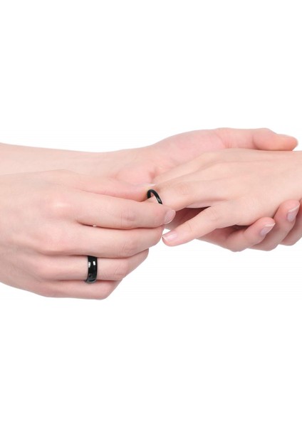 6 mm Bombeli Söz Nişan Unisex Çelik Alyans Yüzük tca