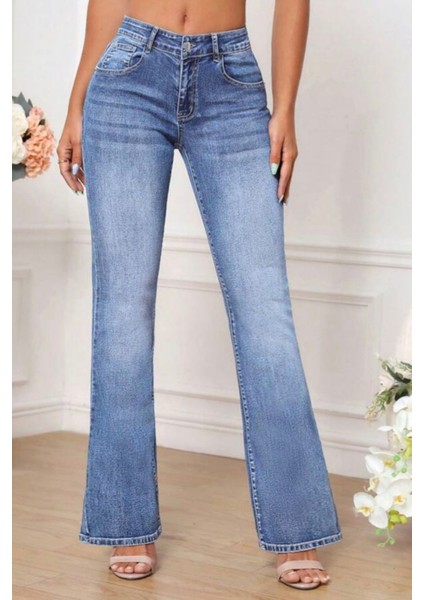 Cedy Denım Kadın 5 Cep Düşük Bel Ispanyol Paça Skinnyfit Esnek Jean Pantolon C619 modelleri