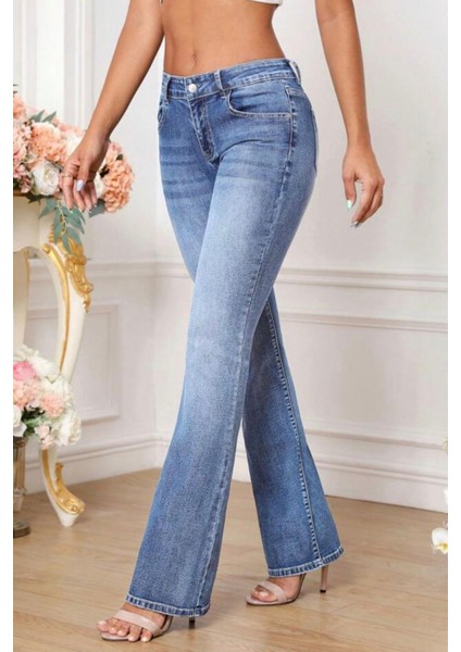 Cedy Denım Kadın 5 Cep Düşük Bel Ispanyol Paça Skinnyfit Esnek Jean Pantolon C619 fırsatları