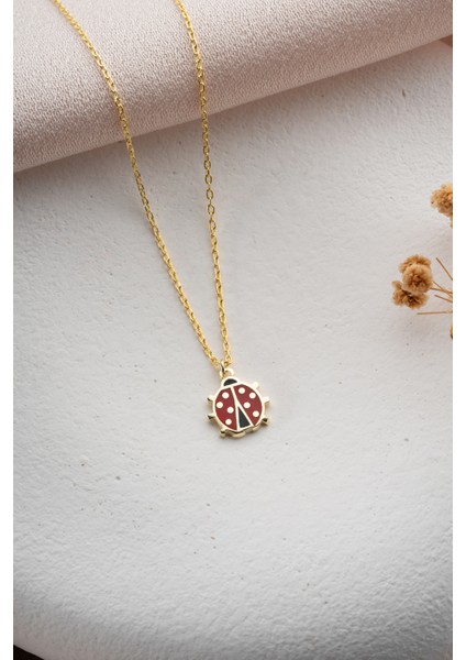 925 Ayar Gümüş Gold Kaplama Minimal Uğur Böceği Kolye modelleri