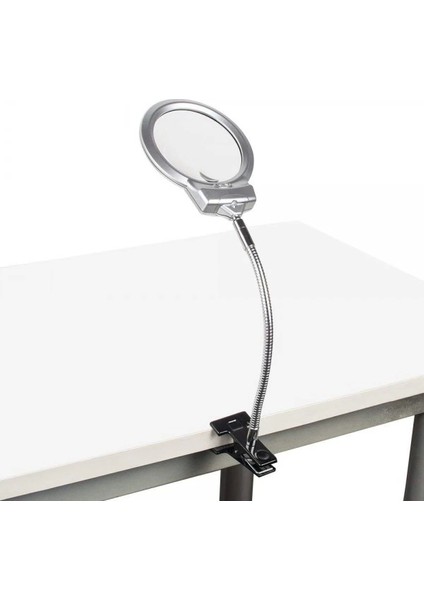 2.5X130 mm 5X24 mm LED Aydınlatmalı Büyüteç,masa Üstü Metal Hortum MANDALLIMG15124C - Lisinya