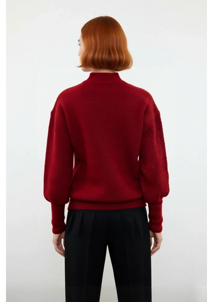 Kadın Dik Yaka Oversize Balon Kol Triko Kazak Kışlık Rahat Şık Günlük Kombinler Için Ideal fiyatları