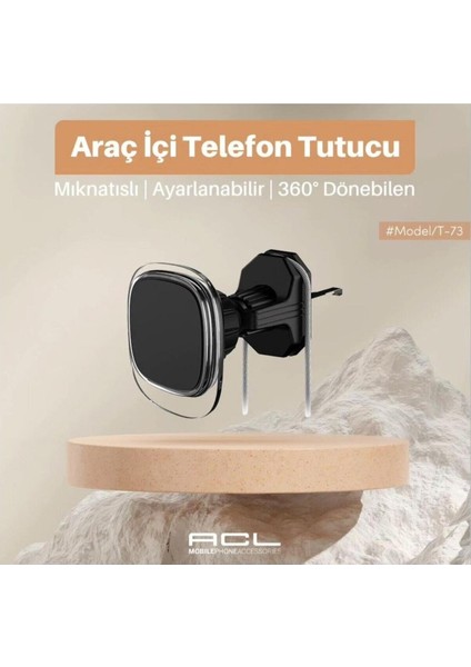 T-73 360° Dönebilen Mıknatıslı Araç Içi Telefon Tutucu
