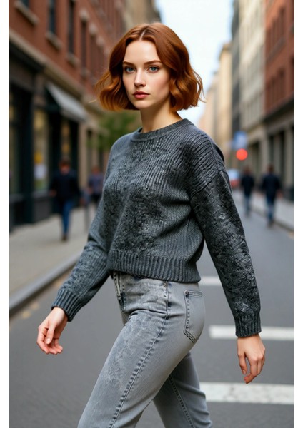 Kadın Geniş Kalıp Kalın Dokulu Bisiklet Yaka Düşük Kol Triko Kazak Soğuklara Özel Konforlu Seçim modelleri