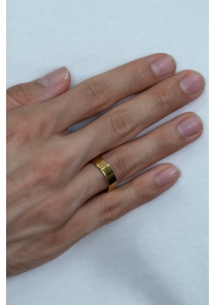 6mm Parlak Düz Model Unisex Kadın Erkek Çelik Alyans Yüzük cl39