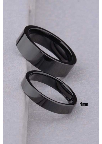 4mm Parlak Düz Model Unisex Kadın Erkek Çelik Alyans Yüzük cl36