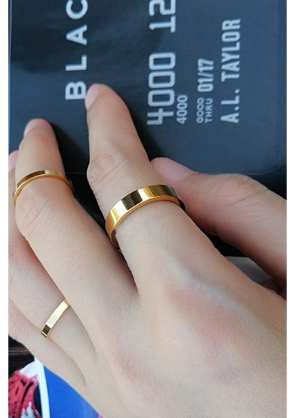 4mm Parlak Düz Model Unisex Kadın Erkek Çelik Alyans Yüzük cl36