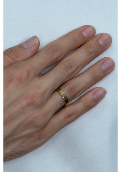 4mm Parlak Düz Model Unisex Kadın Erkek Çelik Alyans Yüzük cl36