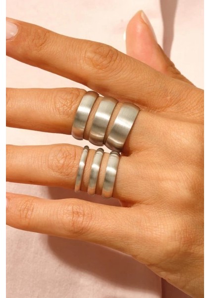 6mm Mat Bombeli Unisex Kadın Erkek Çelik Alyans Yüzük cl37