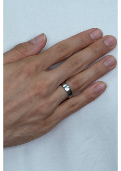 6mm Mat Bombeli Unisex Kadın Erkek Çelik Alyans Yüzük cl37