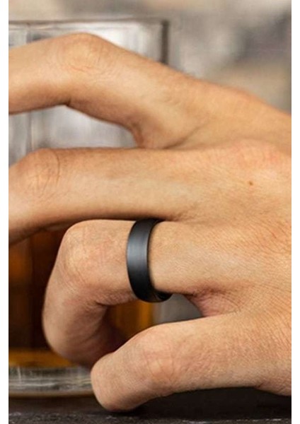 6mm Mat Bombeli Unisex Kadın Erkek Çelik Alyans Yüzük cl37