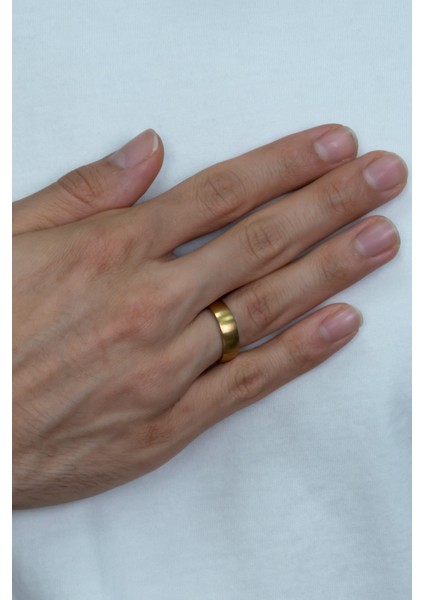 6mm Mat Bombeli Unisex Kadın Erkek Çelik Alyans Yüzük cl37