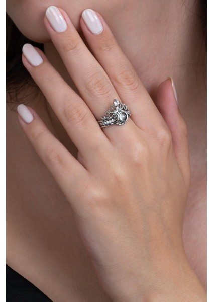 100 Dilde Seni Seviyorum Çelik Kraliçe Tacı Projeksiyon Yüzük cl33