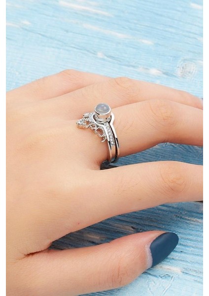 100 Dilde Seni Seviyorum Çelik Kraliçe Tacı Projeksiyon Yüzük cl33