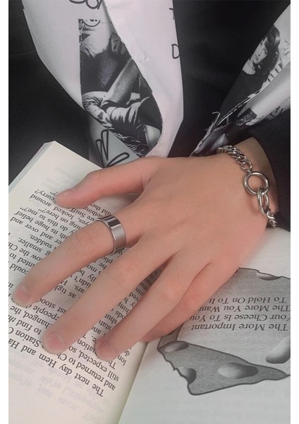 8mm Geniş Düz Model Parlak Çelik Alyans Erkek Kadın Unisex Yüzük cl28