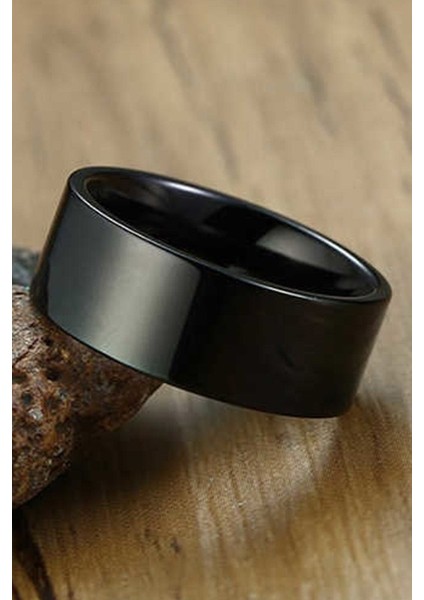 8mm Geniş Düz Model Parlak Çelik Alyans Erkek Kadın Unisex Yüzük cl28